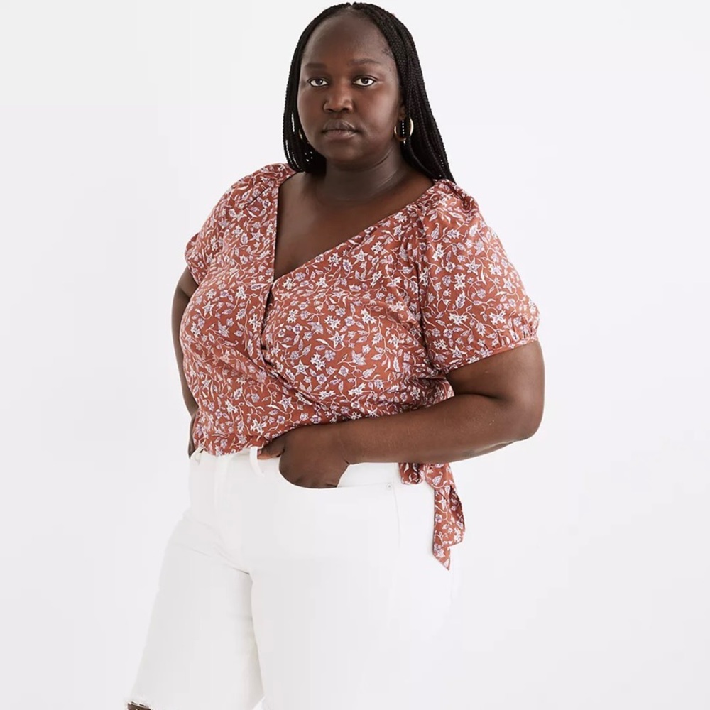 Madewell Plus Puff-Sleeve Wrap Top 3X